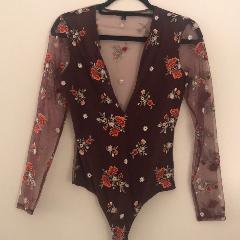 Express Sheer Back Floral Bodysuit